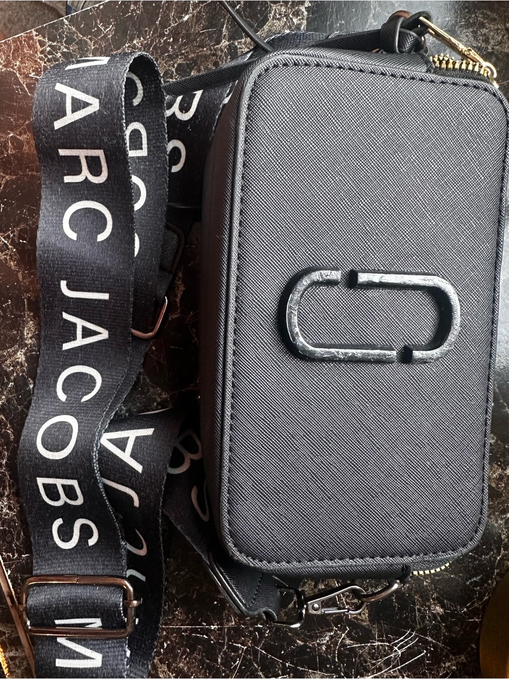 Marc Jacobs Black Saffiano Leather Camera Bag with Logo Strap - Picture 7 of 7
